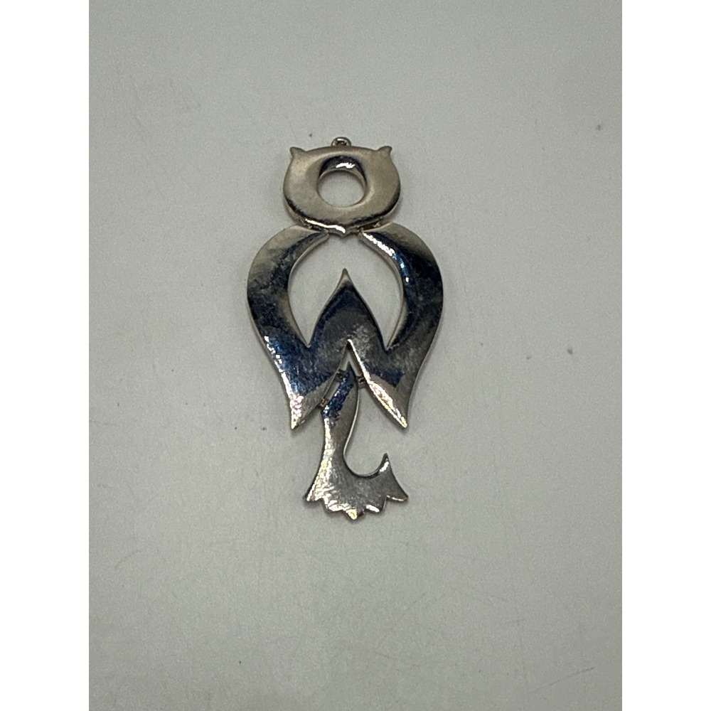 Vintage Tortolani Articulated Owl Pendant Silver Tone Mid Century Modern Bird‎